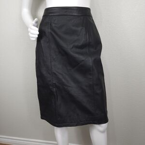Vintage Global Identity Black Leather A Line Skirt Size 11/12 NWT